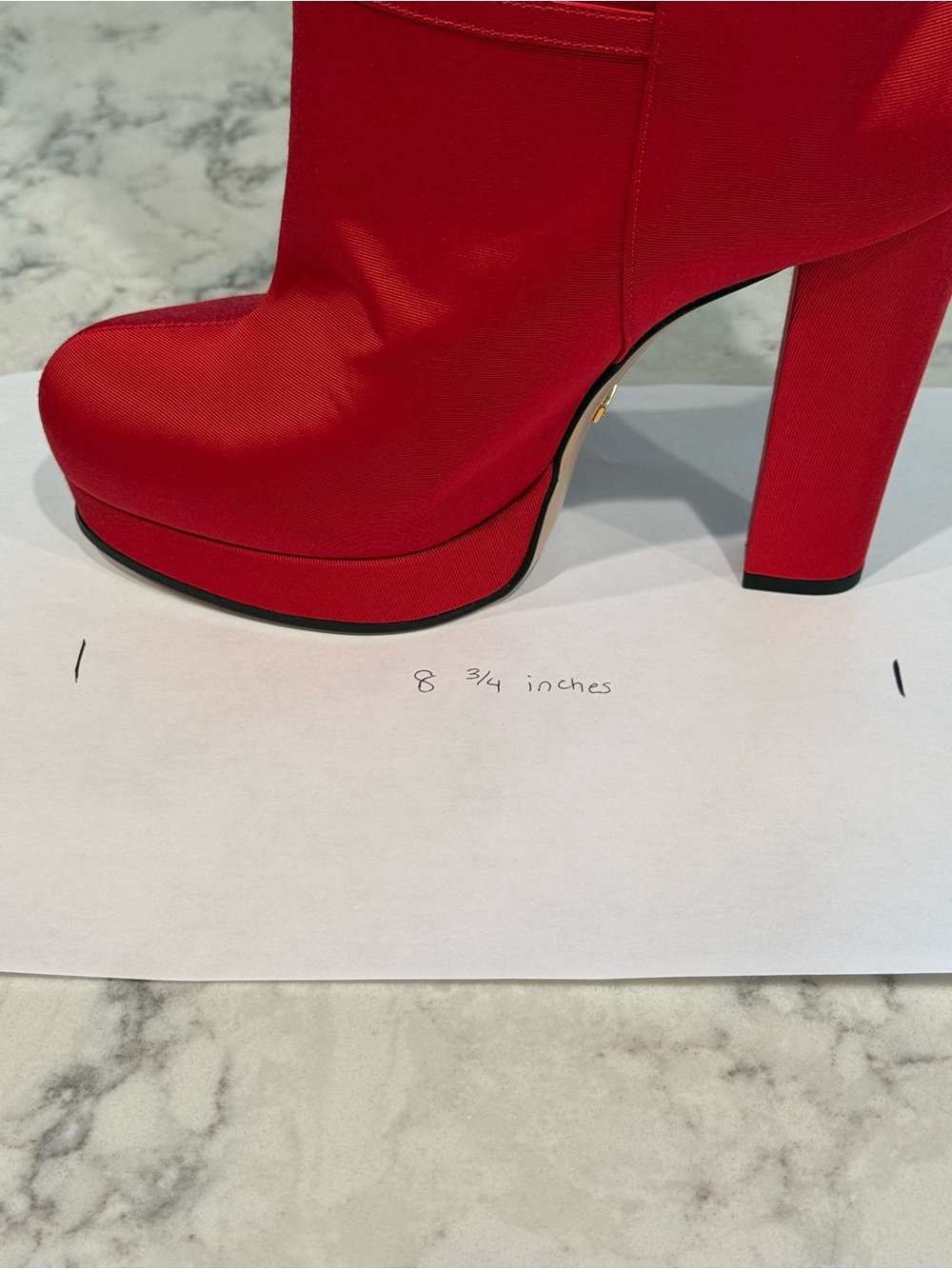 Gucci Red Heel Platform Runway Boots Ribbed Fabric Pull-on Size 36.5 US 6.5 - Picture 16 of 16